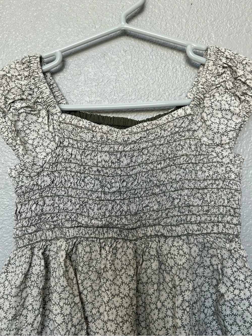 GAP White Floral Smocked Sundress with Black Daisy Print